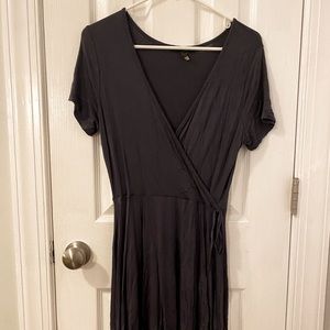 smoky gray wrap mini dress